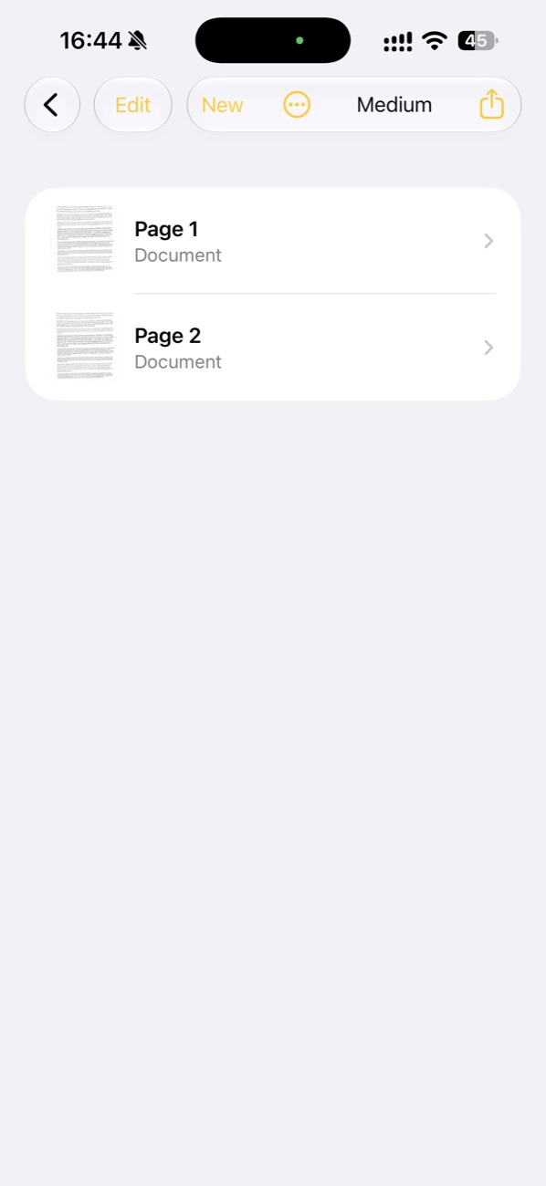Document with scanned pages